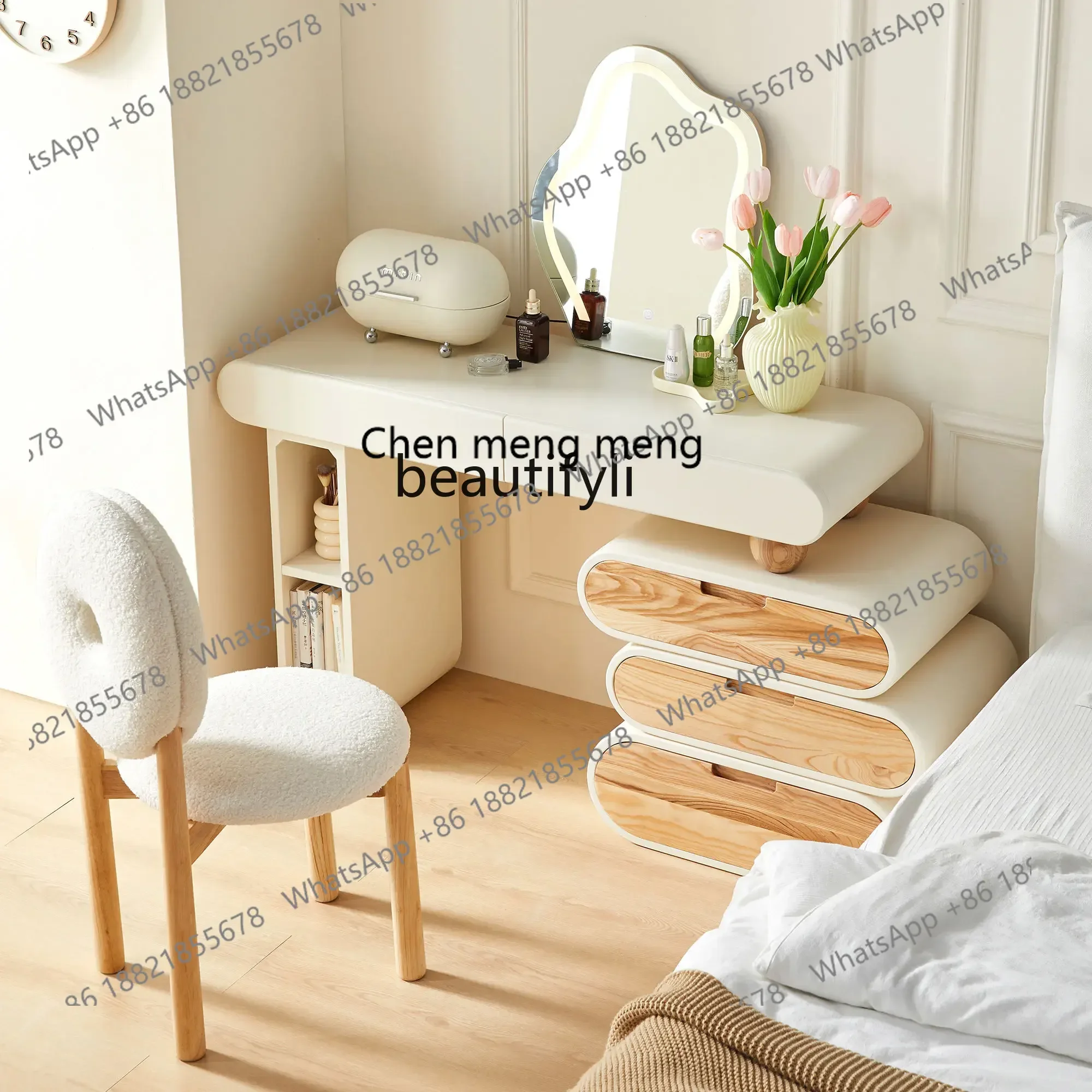 cc182R1 Bedroom and Household Solid Wood Makeup Table Dresser Simple Modern Bedside Chest of Drawers Dresser Desk Integrated fur