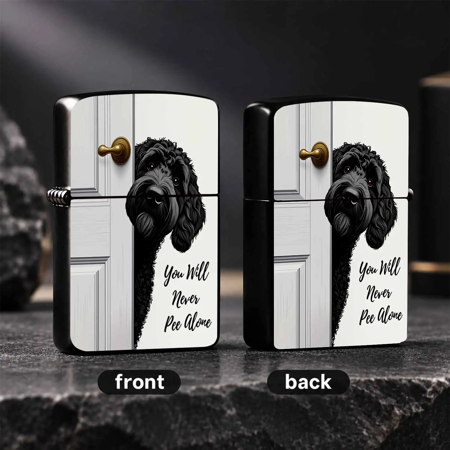 Funny Curly Black Dog Peeking Design Lighter, You Will Never Pee Alone Slogan, Portable Cute Pet Themed Igniter, Ideal Novelty Gift for Dog Lovers, Suitable for Home Outdoor Camping Daily Multi Scenario Use, Delicate Lov A Humorous And Inte