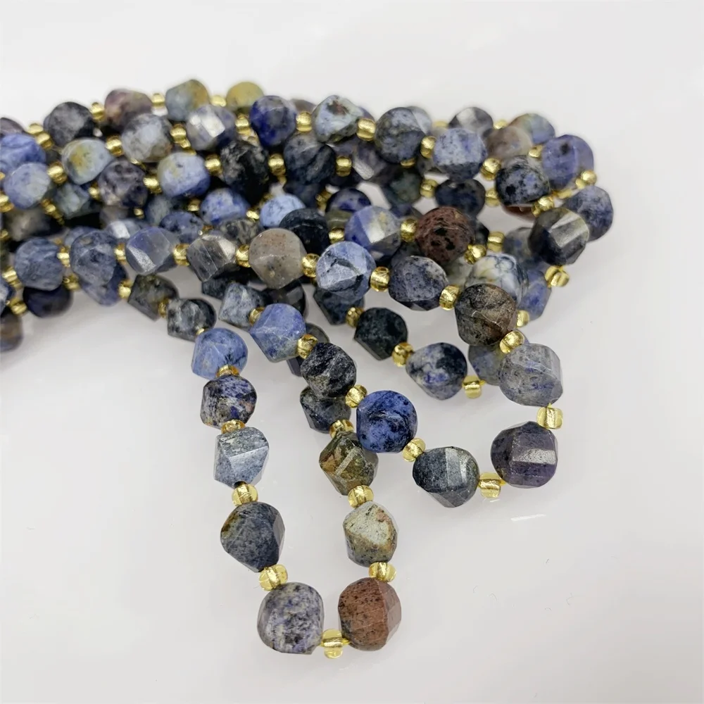 Natural Dumortierite Picasso Jasper 7-8mm Faceted Beads Loose Beads DIY for Jewelry Making Bracelet Necklace Earrings