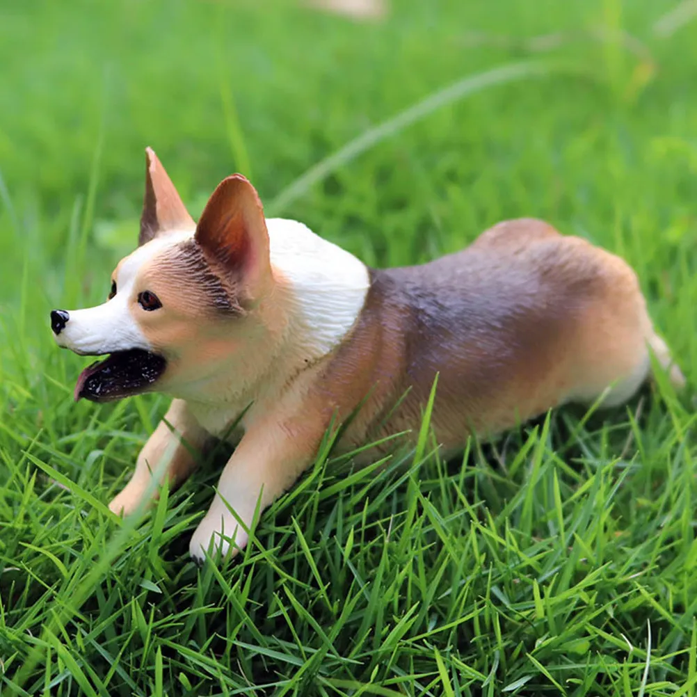 1Pcs Cute Realistic Corgi Decoration Small Animal Ornament for Home Office Car Cabinet Desk Shelf Kids Room Gift Fine Crafted
