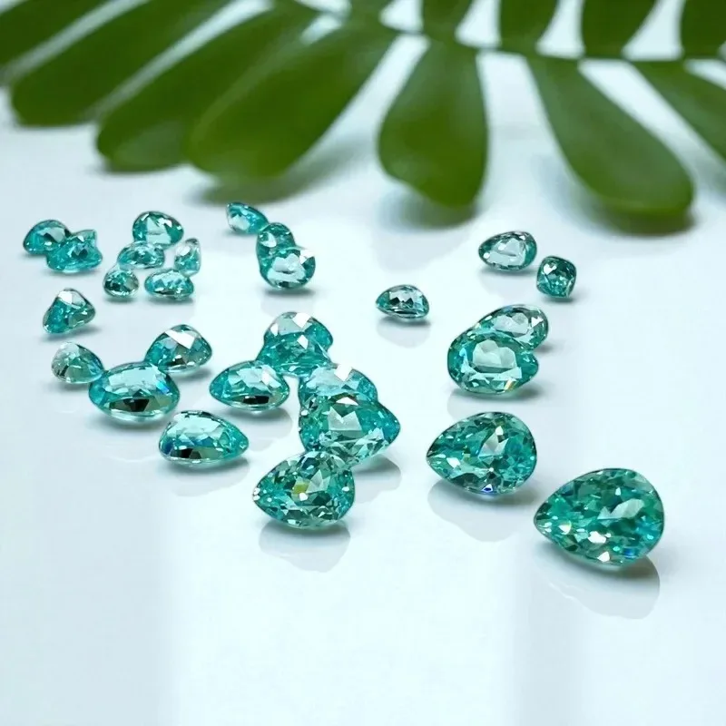 Par-TOP Lab Grown Paraiba Pear Cut Paraiba Color DIY Charms Jewelry Earring Rings Making Main Materials Selectable AGL Certifica