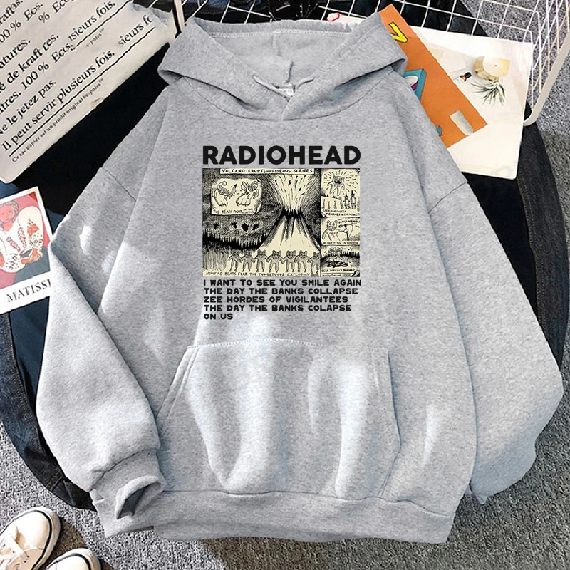 Vintage Radiohead Printed Hoodie Men\'s Street Casual Hoodie Fashion Personality Women\'s Long Sleeve Tops Unisex Men\'s Clothing