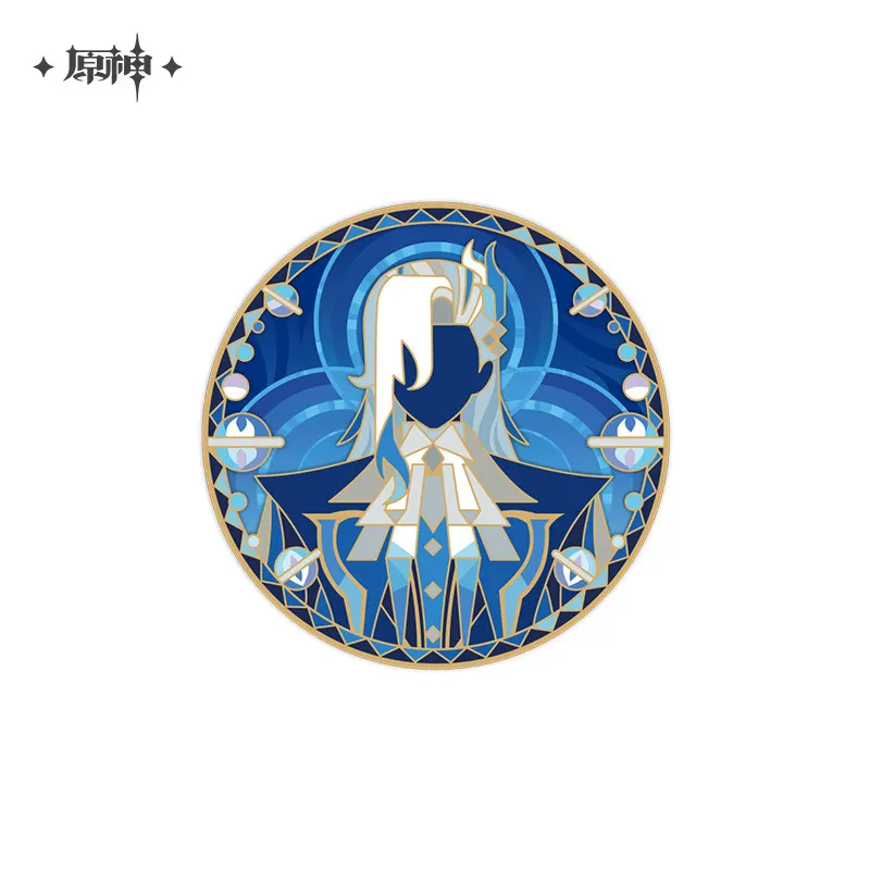 Official Genshin Impact Metal Rotating Badge Brooch Zinc Alloy Lyney Furina Pins Cosplay Props Zhongli Hutao Fan's Gift