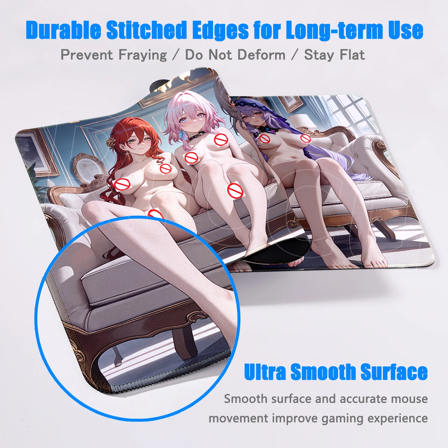 แผ่นรองเมาส์ลายอนิเมะสาวเซ็กซี่เปลือย แผ่นรองเมาส์ลายเฮนไท แผ่นรองคีย์บอร์ดลายหน้าอก สีเหลือง R18 แผ่นรองเมาส์ลาย Honkai Star Rail