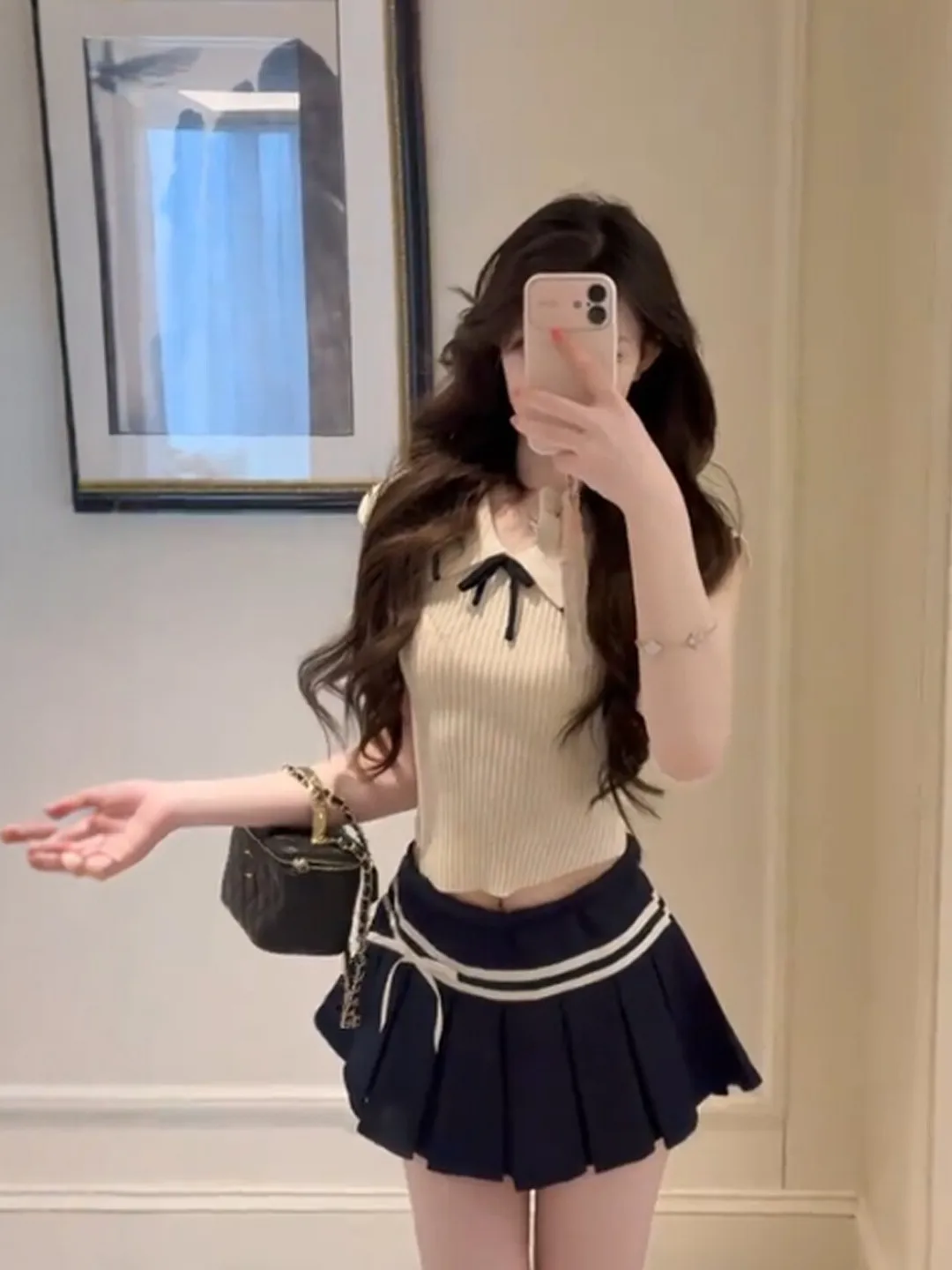 

Korean Style Knitted Top And Skirt Two-Piece Set Comfortable Mid-Summer Outfit High Waist Short Skirt Flattering Ensemble