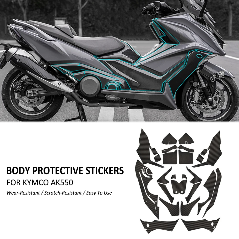 AK550 NEW Motorcycle Body Anti Scratch Rubber Carbon Fiber Pattern Decorative Protective Decal Sticker Pad For Kymco AK 550