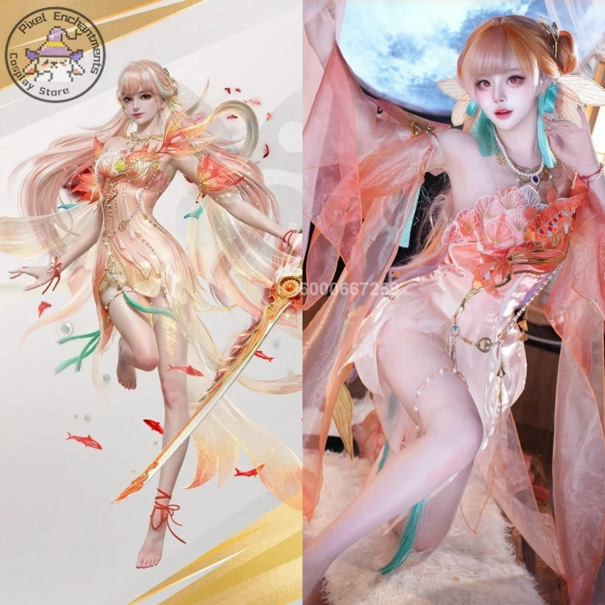 

Game Naraka: Bladepoint Cosplay Carp Dream in Floating Light Costume Anime Kurimi Role Playing Dress for Women Adult Comic Con