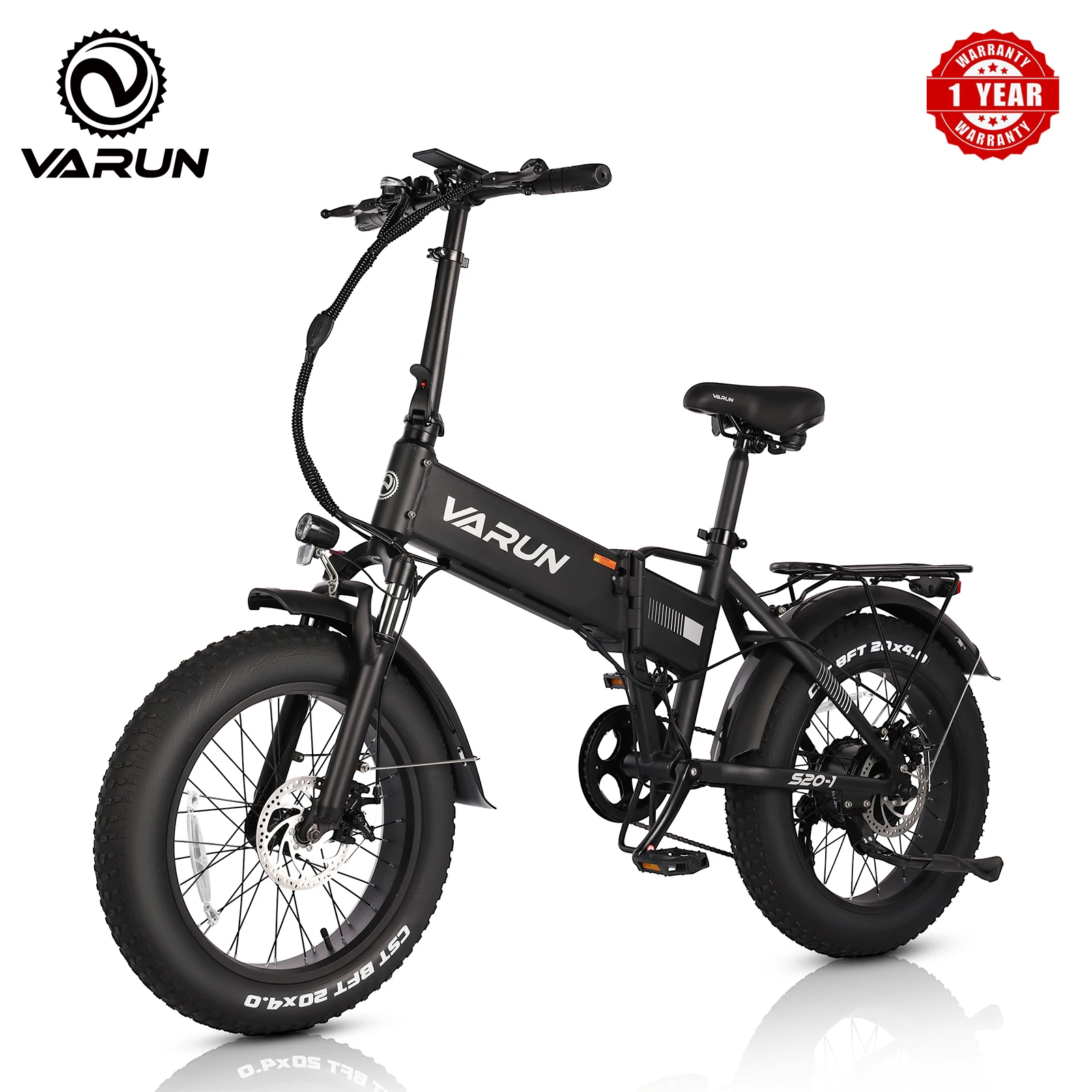 

1 Year Warranty, Varun S20-1 Adult Electric Bike, 750W Peak Power, 48V 13Ah Battery, 26“x4.0 Fat Tire Ebike, 25MPH, UL 2849