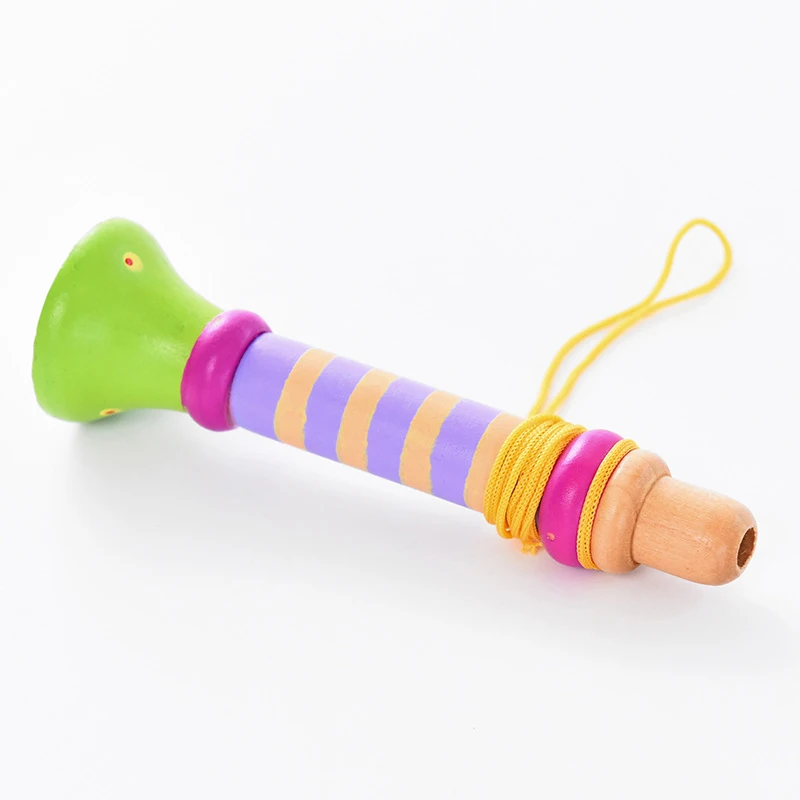 Fun Colourful Wooden Children's Trumpet Toy Wooden Whistle Musical Instrument Baby Puzzle Early Learning Toys Kids Birthday Gift