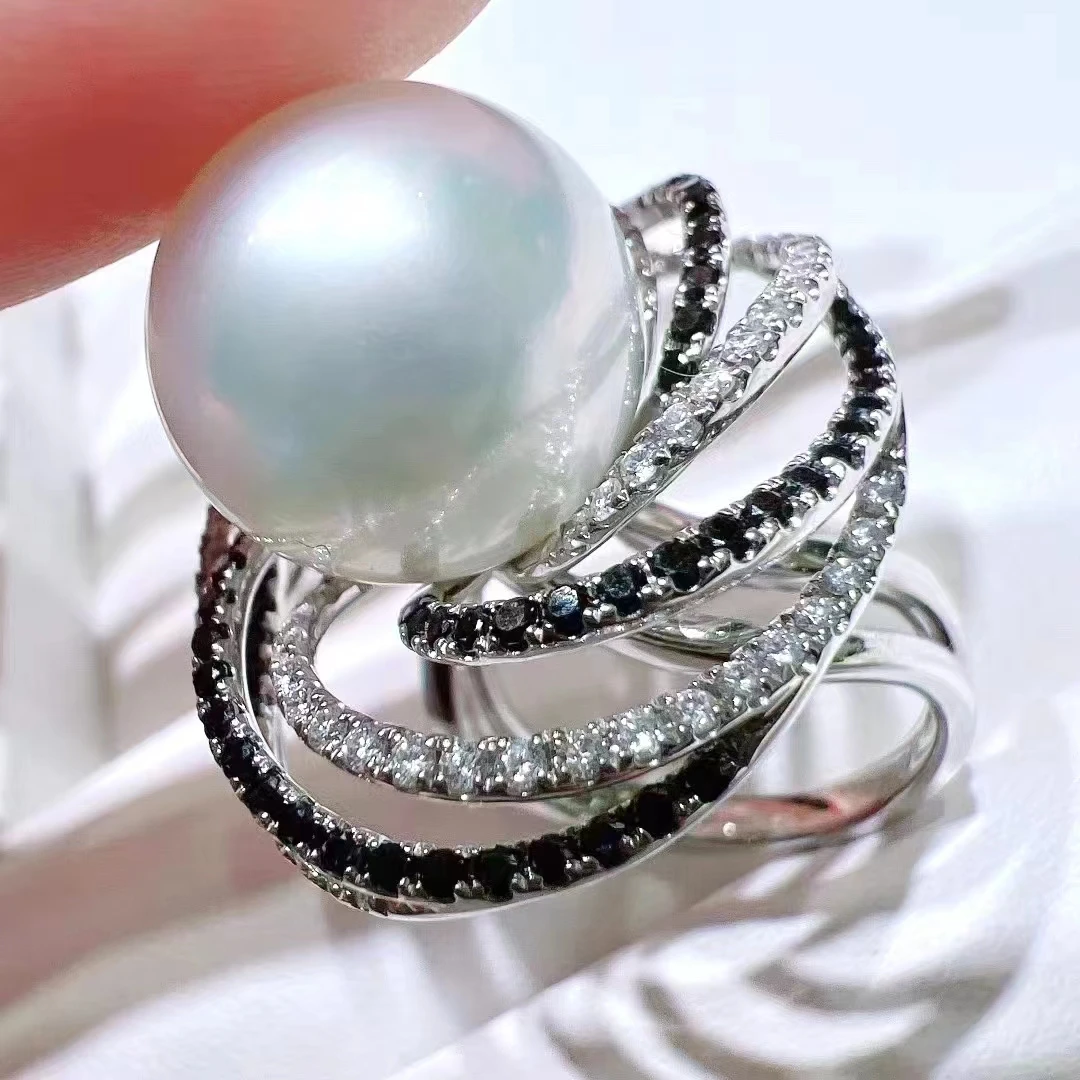 

MJ Fine Pearl Ring Jewelry 925 Sterling Silver Natural Fresh Water 10-11mm White Peals Rings for Women Fine Pearls Rings