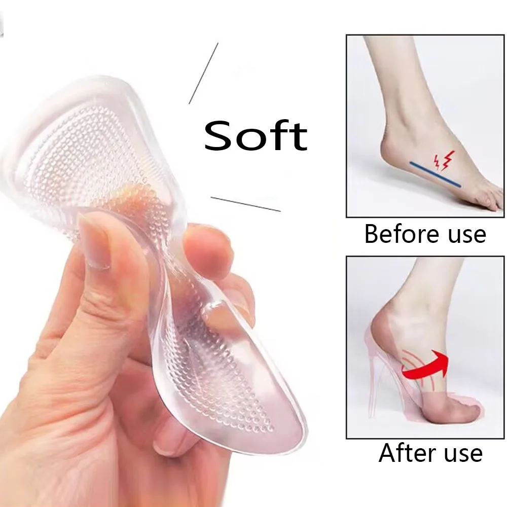 Medical Grade Silicone Orthotic Insoles for Flat Feet Arch Support Plantar Fasciitis Relief Shock Absorption Gel Shoe Inserts