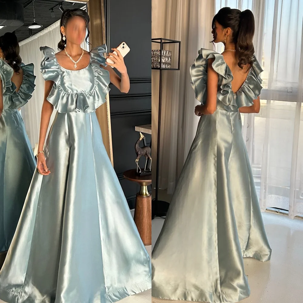 

Customized Sizes Available Simple Pleat Ruched A-line Square Neck Long Dresses Bespoke Occasion Dresses Chinese Style Classic