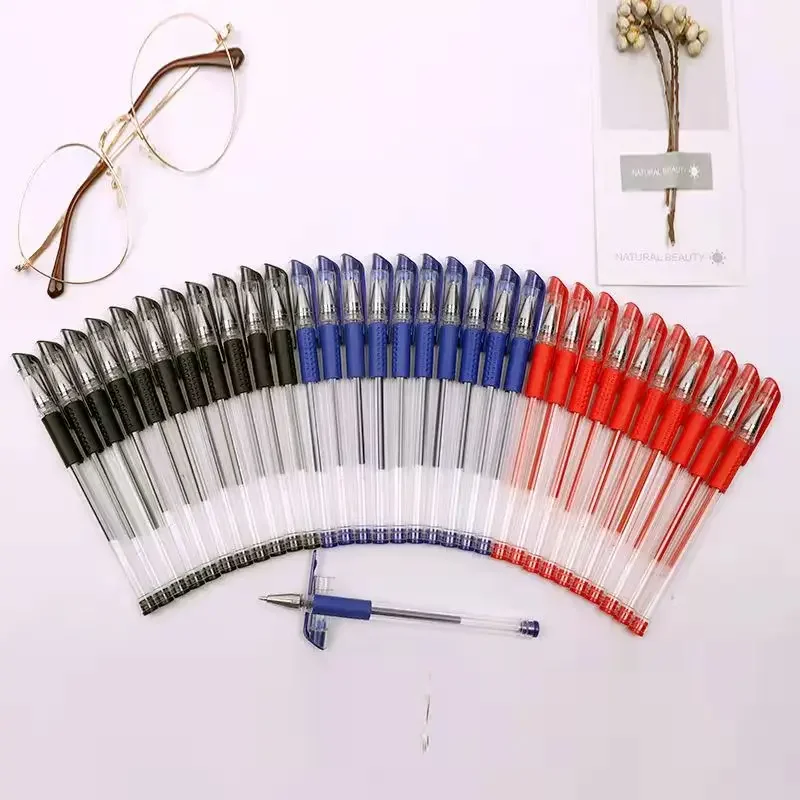 Bolígrafo en forma de bala de 0,5mm, herramienta de escritura, juego de bolígrafos de Gel, suministros escolares, papelería de oficina, color negro, azul y rojo