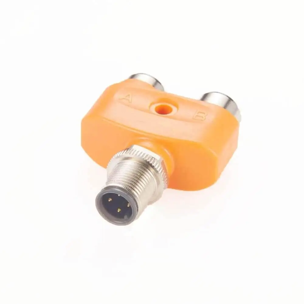 M12 Y Type Splitter A Code 4 Pin Male to Dual 5 Pin Female Waterproof Adapter