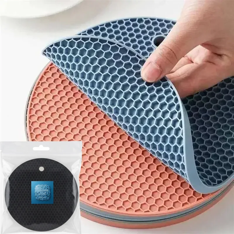 Honeycomb Silicone Coasters Heat Resistant Cup Mats Non-slip Drink Pads for Kitchen Tableware Reusable Washable Table Mats