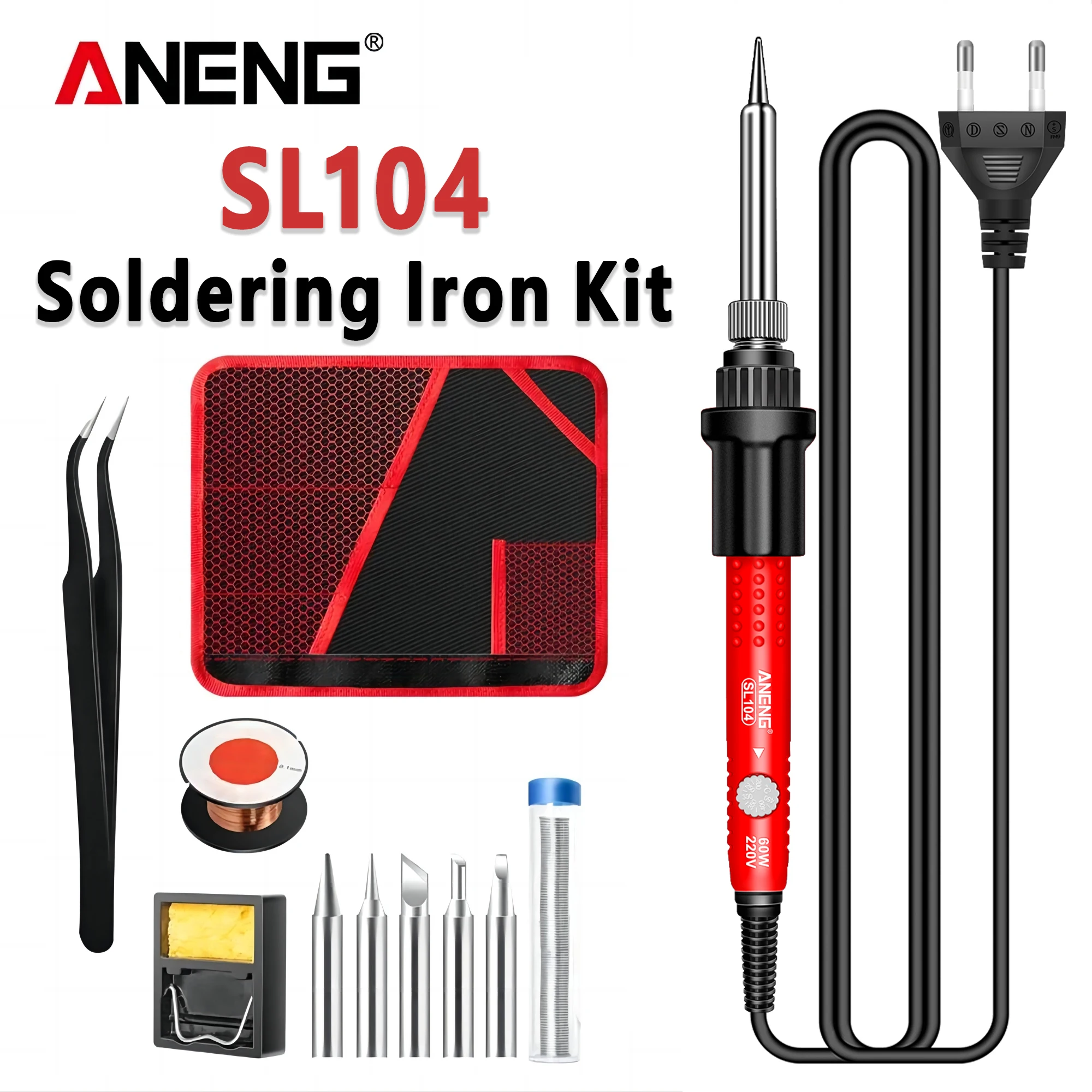 ANENG SL104 Electric Soldering Iron 11 Kits Set Ceramic Heater Solder Tips Quick Tin 60W Equipment Electric Welding Repair Tools