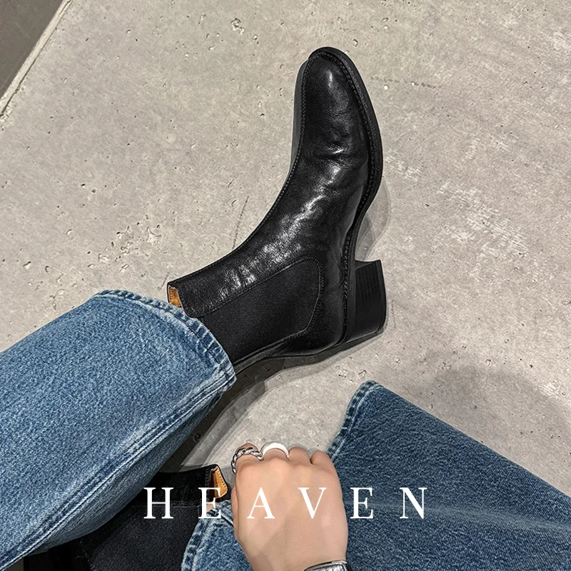 Woman Ankle Boots RoundToe Sheepskin Ladies Shoes Korea Style Modern Botas Autumn Spring Saily Shoes Baclk Slip On Winter Botas