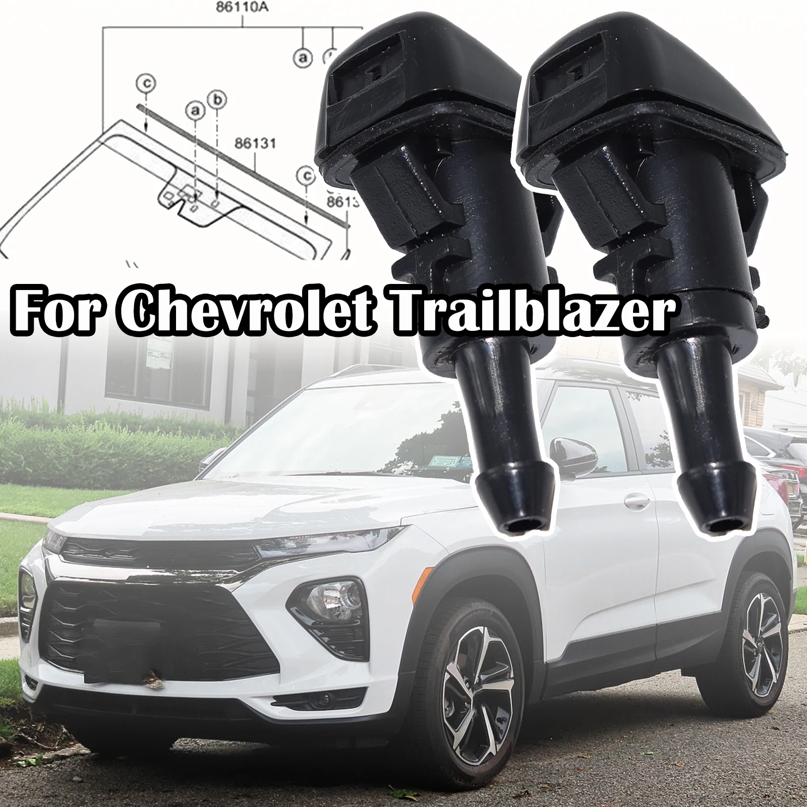 2X Car Front Windshield Wiper Washer Jet Nozzle For Chevrolet Trailblazer GMC Envoy 2002 - 2009 Oldsmobile Bravada Buick Rainier