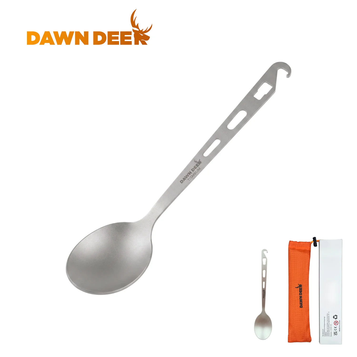 DAWN DEER Titanium Spoon Portable Outdoor Camping Tableware Ultralight Rust Proof Hiking Backpacking Cooking Utensil Cutlery
