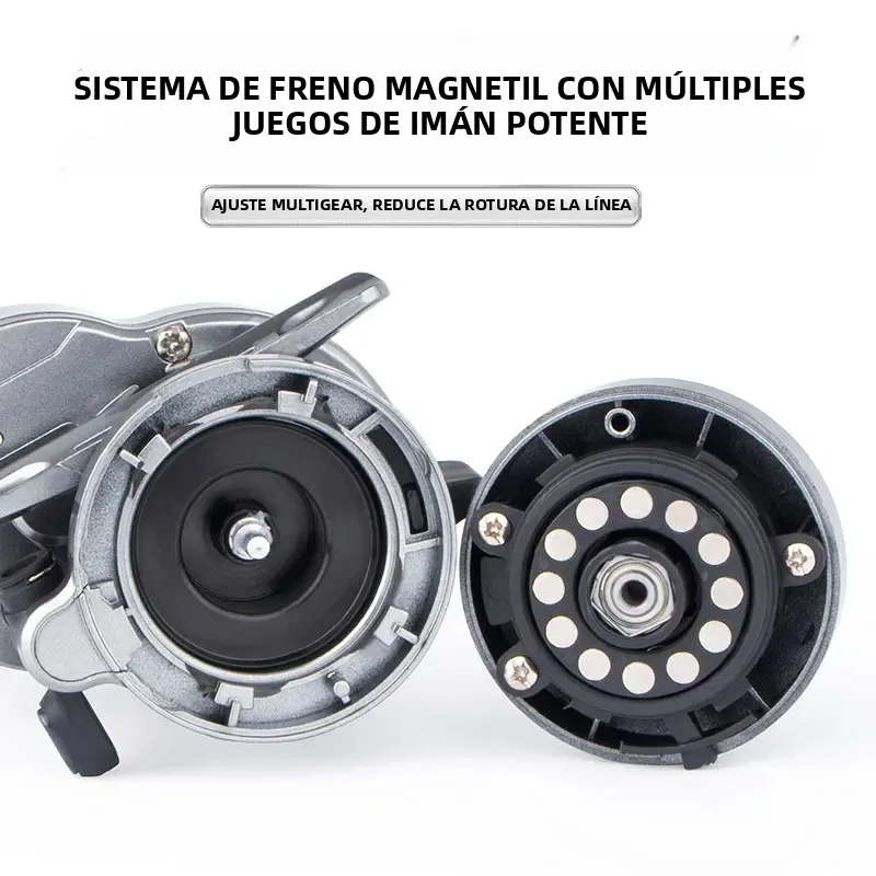 DEUKIO Carrete de Pesca de Lanzamiento con freno y manivela aluminio - imagen 4