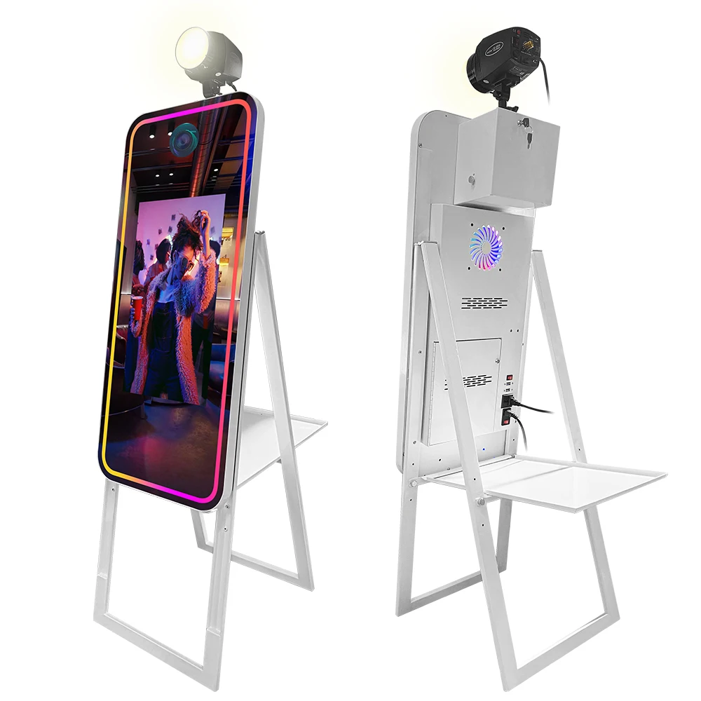 40inch Magic Mirror Photo Booth Machine Portable LCD Photobooth with Touch Screen Flash Lamp Flight Case For Event Wedding Party