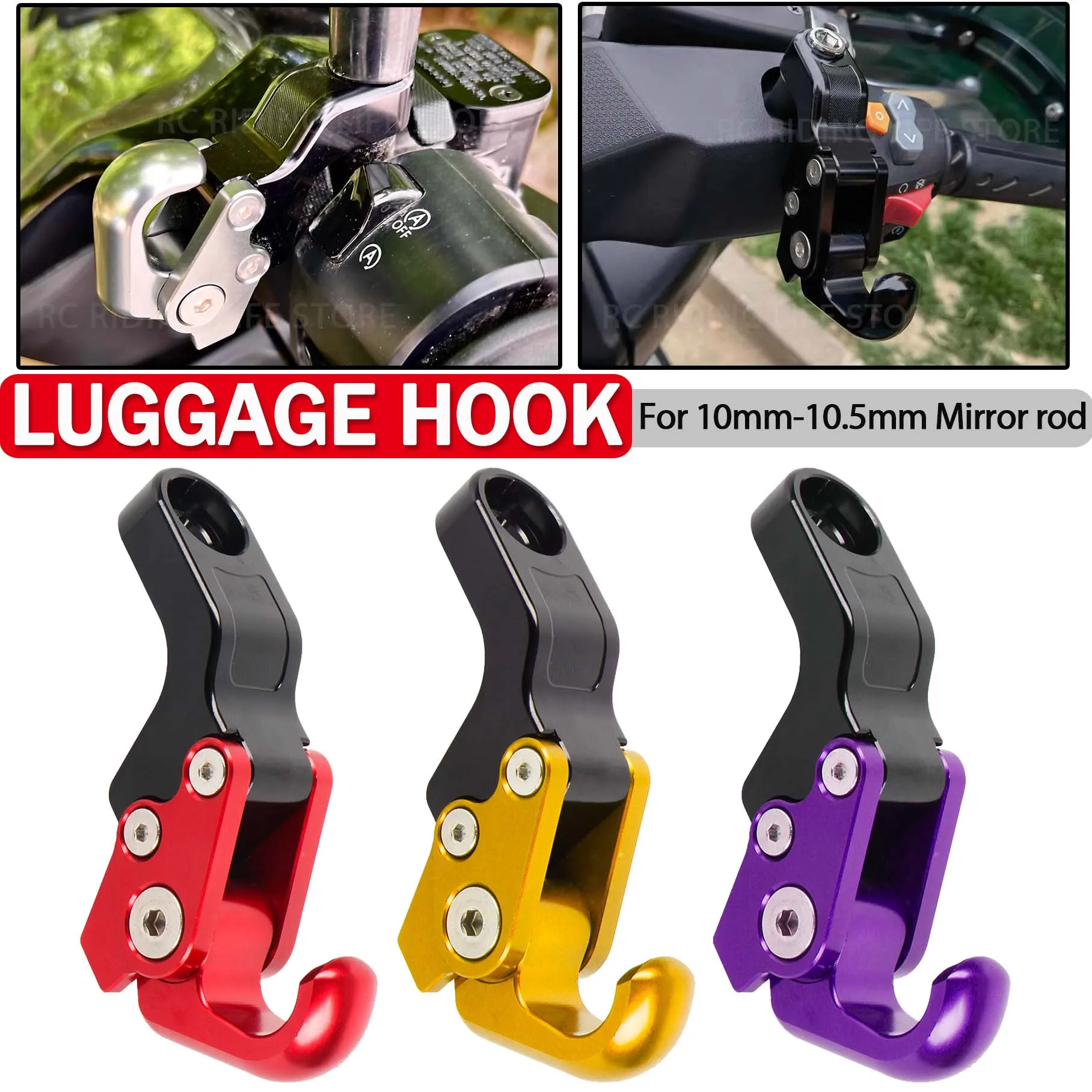 

Motorcycle Helmet Hanger Storage Bag Hook Pothook Carry Claw Holder For BMW C400 X GT 10.5MM Side Mirror Rod Cargo Hook XMAX300