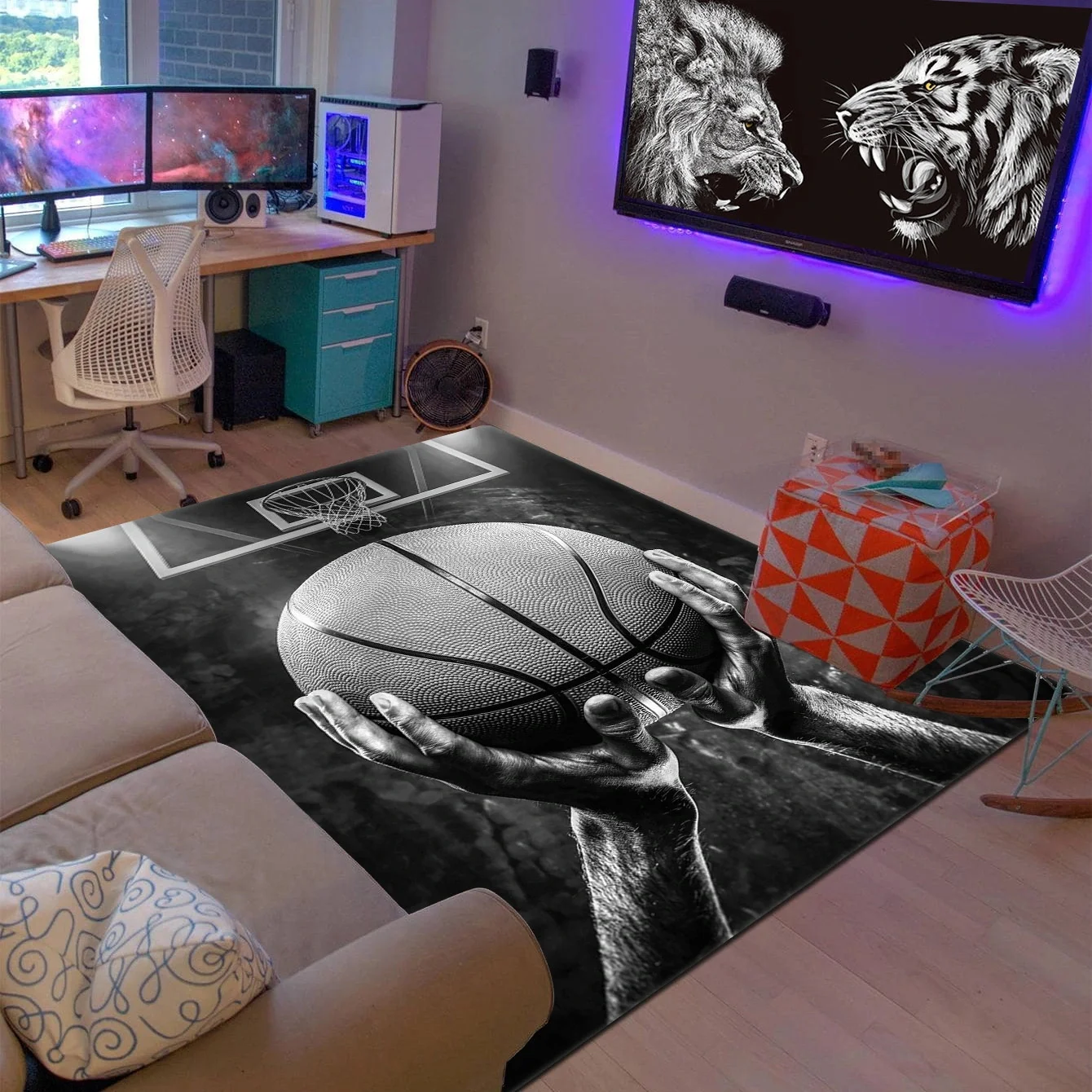 

Basketball pattern home decoration, living room, youth bedroom decoration, floor mat carpets for living room