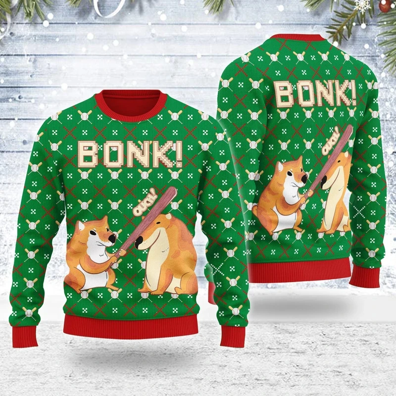 Men's Ugly Christmas Sweaters 2025 Funny Christmas Vibes Avocado 3D Printed Graphic Long Sleeve Sweatshirts Series Xmas Sweaters