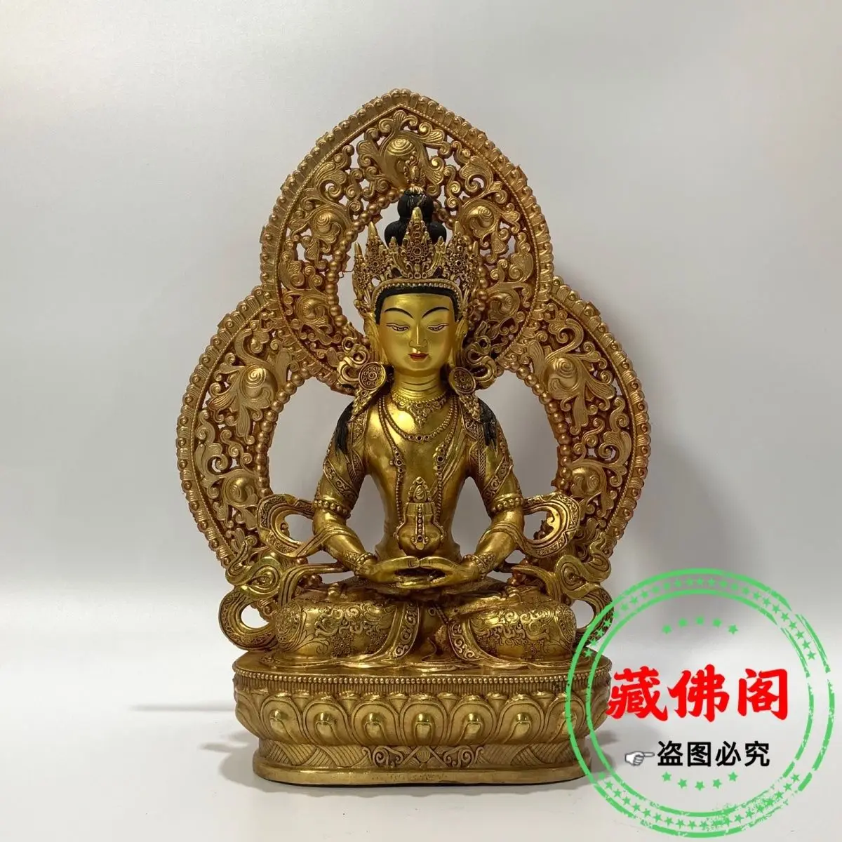 One foot longevity Buddha pure copper Seiko Tibetan gilt Buddha statue new household 10 inch with backlight home ornaments Buddh