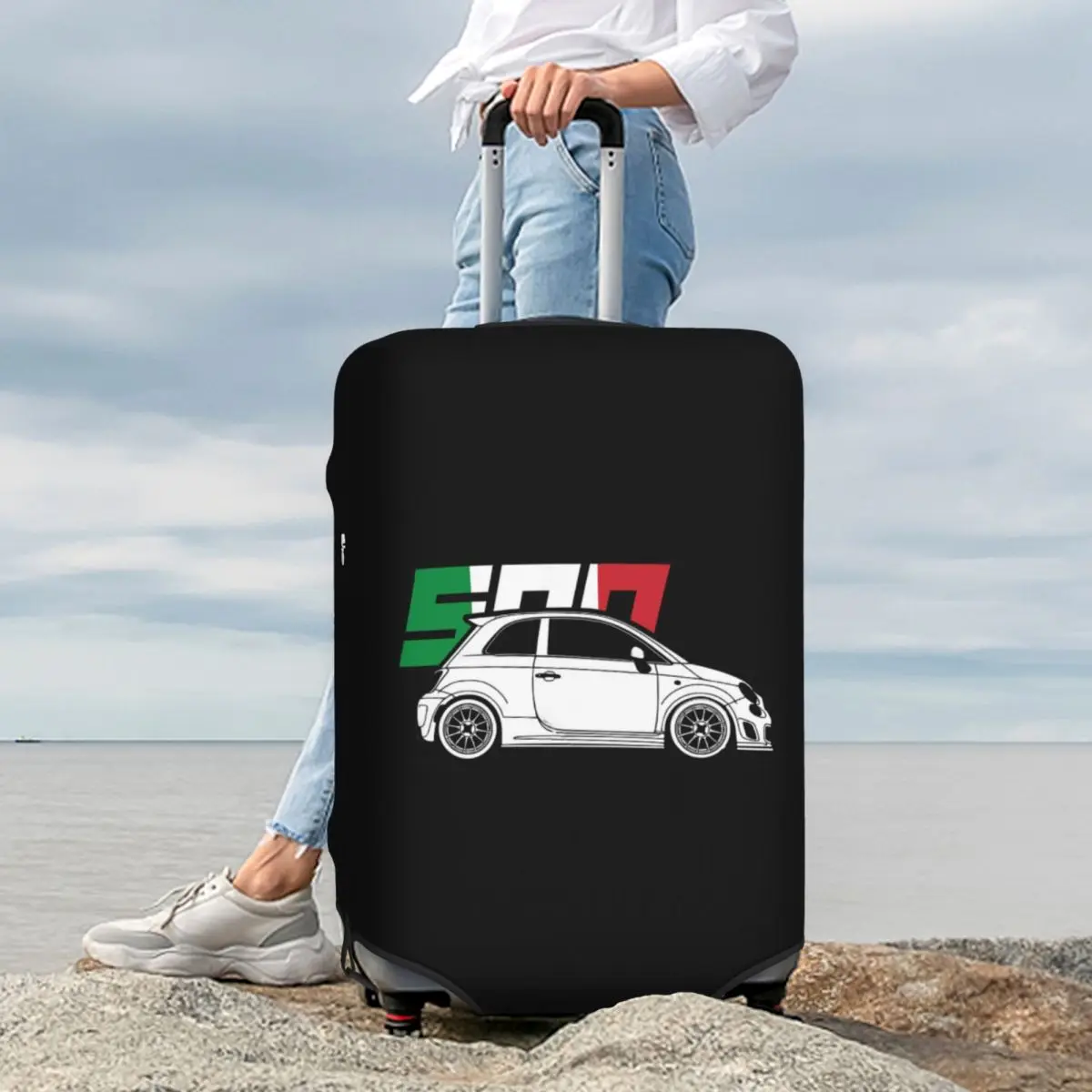 

Fiat 500 Abarth Suitcase Cover Protection Elastic Travel Luggage Protector Covers for 18-32 Inch