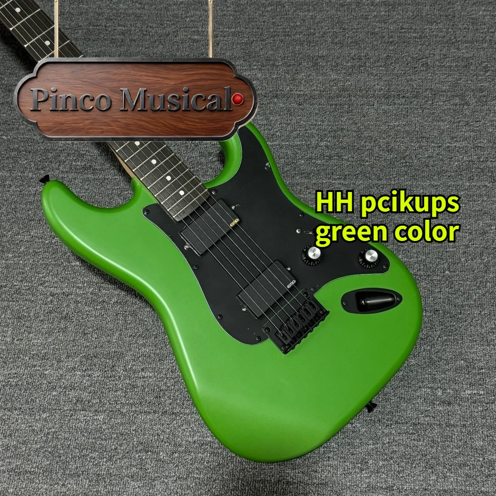 Neon Green STQ Electric Guitar, HH High Output Closed Humbuckers, Bright Fluorescent ST Heavy Metal Stage Guitar