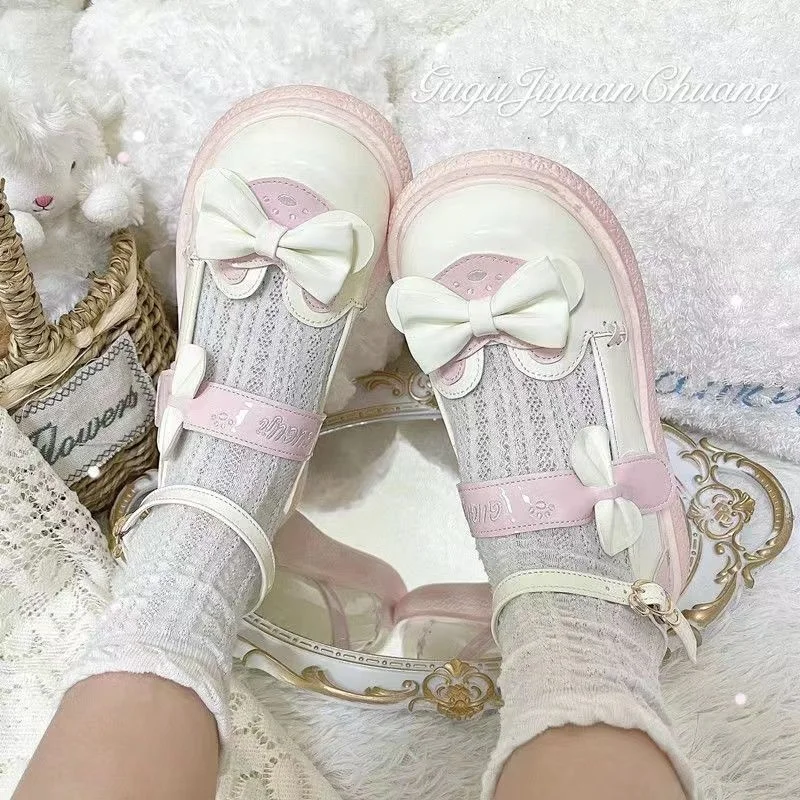 

Sweet Girl Lolita Shoes Small Leather Shoes Female Round Head Cute Student Soft Girl Uniform JK Big Head Baby Shoes