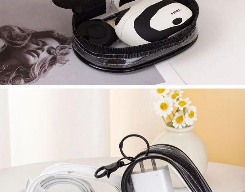 Mini Transparent Storage Bag with Zipper, Travel Data Cable Charger Dustproof Portable Storage Bag,Headphone and Charger Case