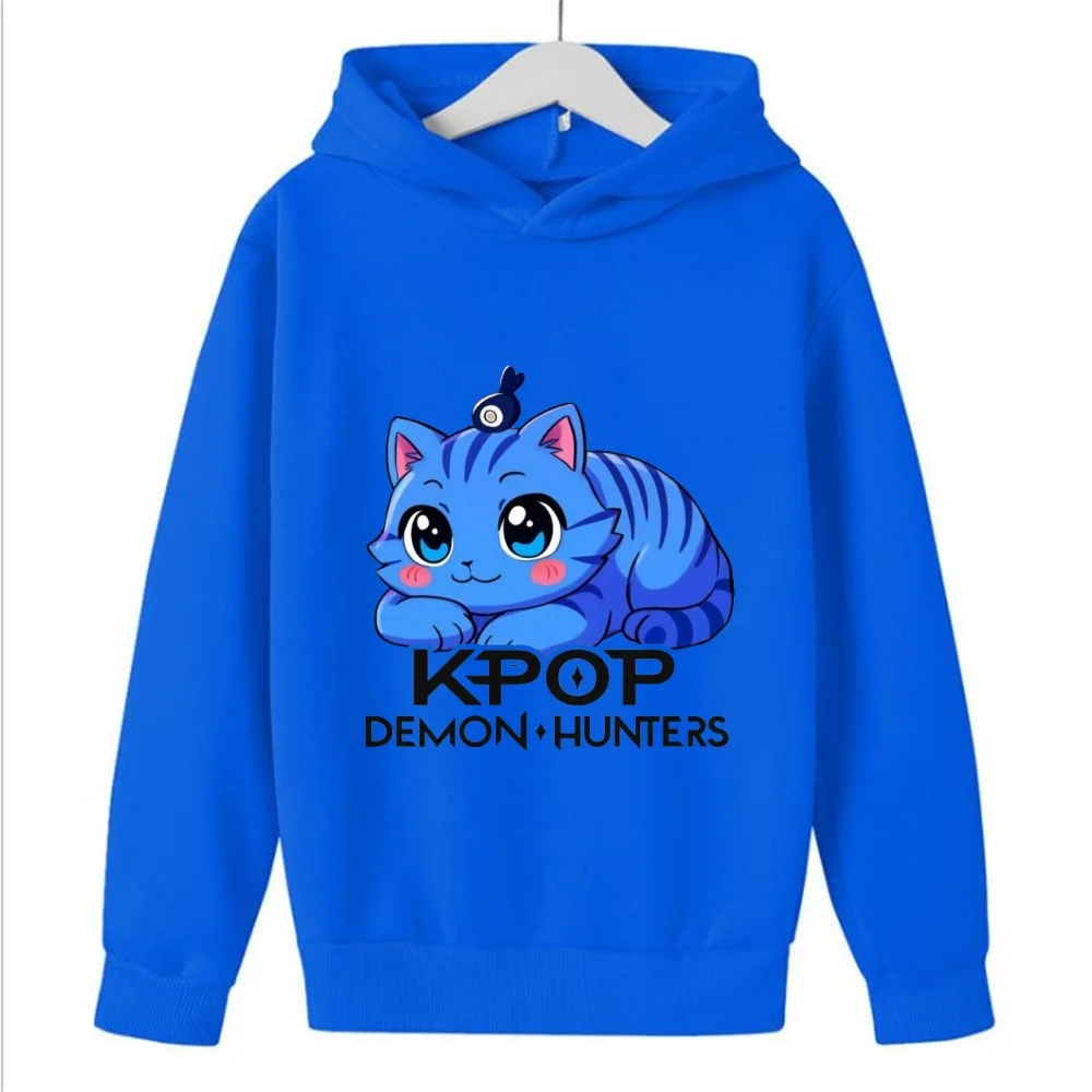 

KPop Demon Hunter Rumi Derpy толстовка с капюшоном для девочек и мальчиков, теплая детская корейская волна, модные повседневные топы, повседневная одежда