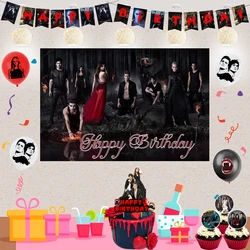 The Vampireing Diaries Theme Birthday Party Decoration Supplie Cake Decoration Banner Numbers Balloon Background Set Baby Shower