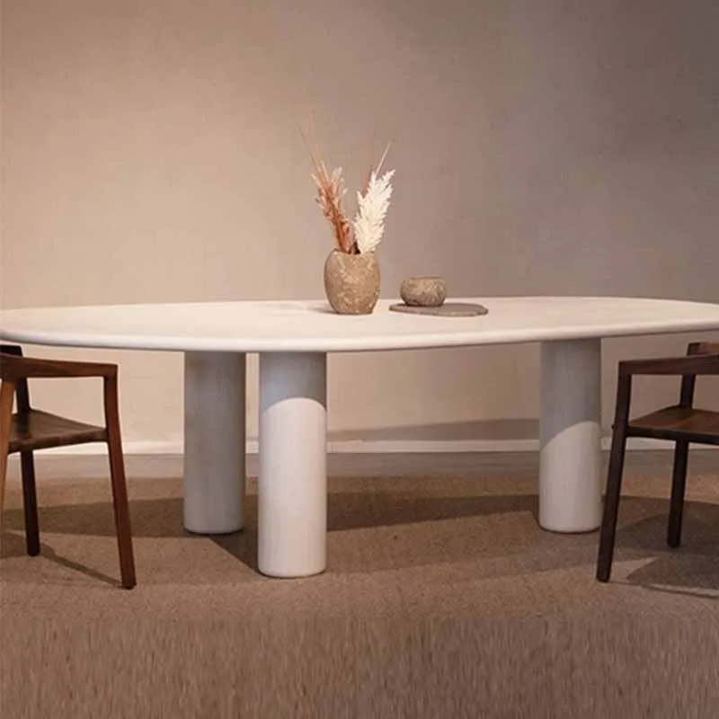 Nordic Modern Design Creamy Cloud-shaped Dining Table Wabi-Sabi Style for Hotel Office Conference Use Creative Panel Wood Table