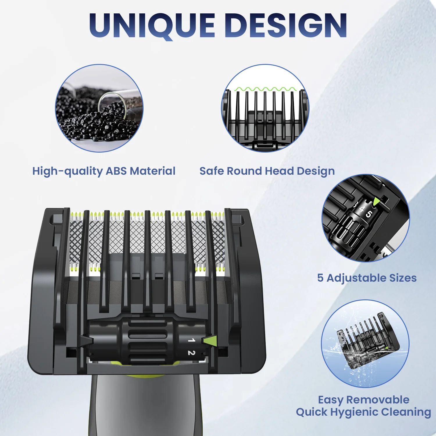 Brangdy 5 في 1 دليل مشط الحرس صالح لشفرة واحدة QP2520 QP2530 QP2620 QP2630 QP2724 QP2834 أداة تهذيب اللحية 1-5 مللي متر قابل للتعديل