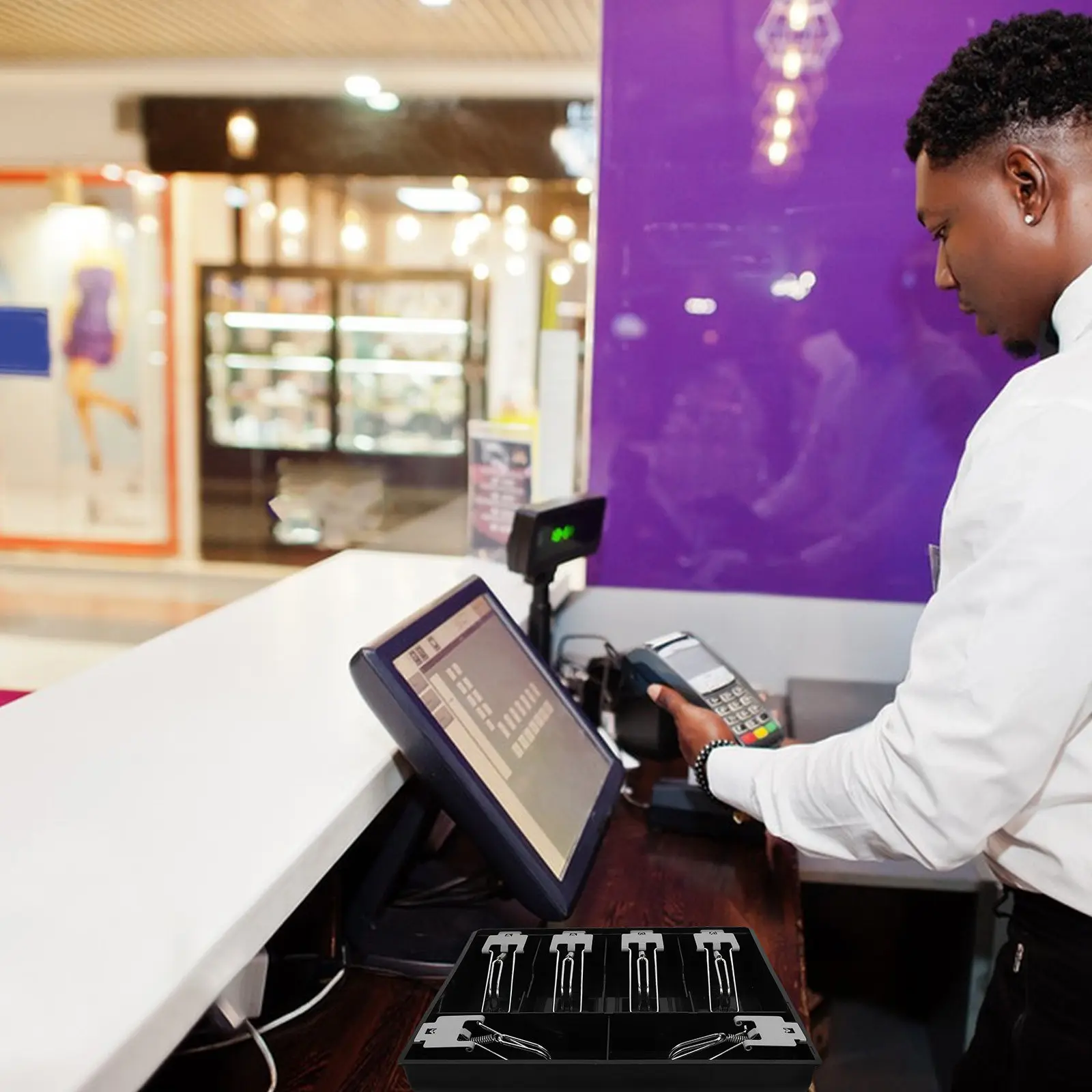 

Лоток для денег на 6 отделений, сверхпрочный пластиковый органайзер для наличности с гладкой поверхностью и легкоочищаемыми краями, для магазинов и супермаркетов