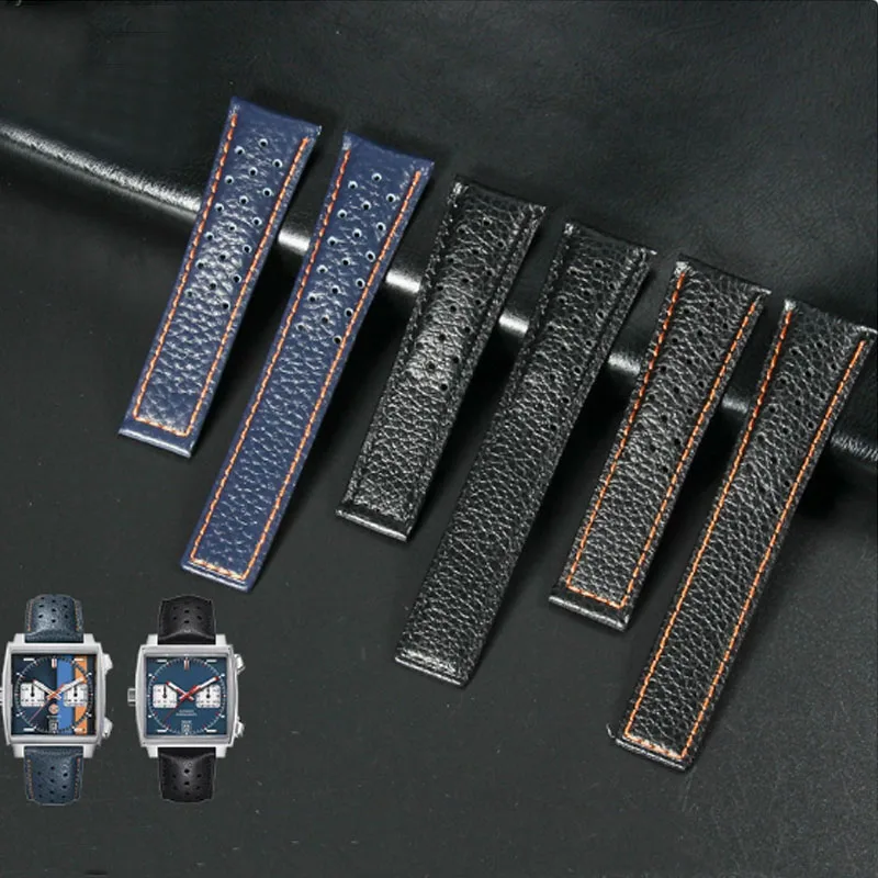 Watch Strap For Tag Heuer Monaco Carrera F1 Series Wrist Frosted Calfskin Quality Leather Watchband Men's Bracelet 22mm