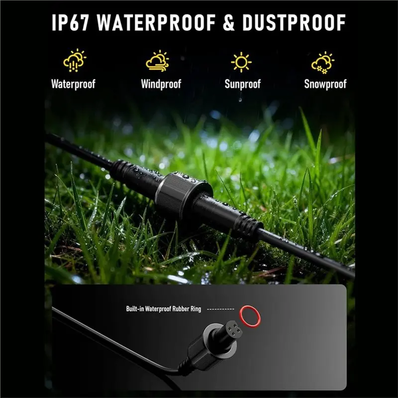 [B17B!】 Y-Splitter Cable For Govee Outdoor Flood Lights- For Yard, Patio 4Pin Waterproof Connector(1 Female To 2 Male)