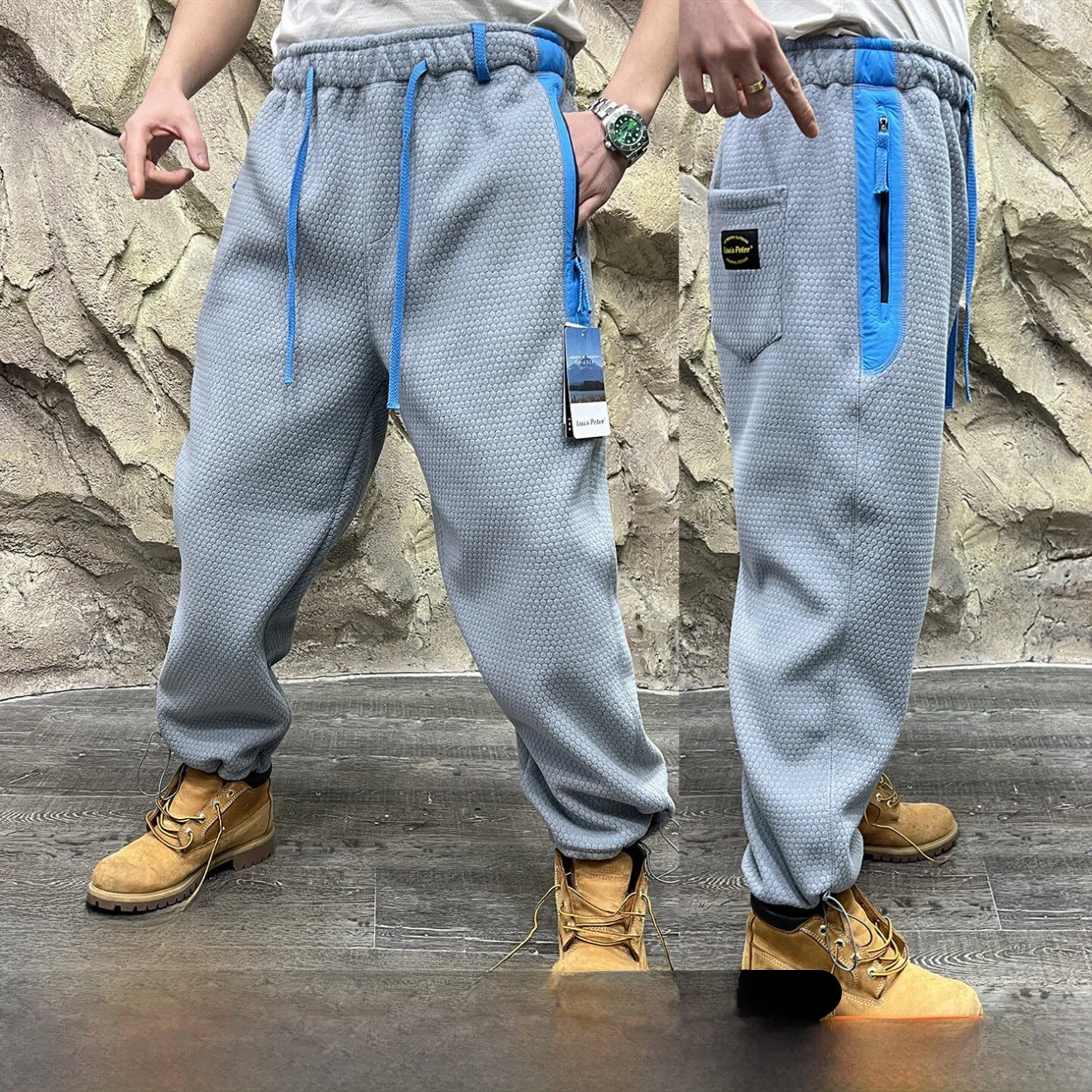

Thiened Straight Leg Casual Pants Men's Winter New Arrival Honeycomb Technology Fce Warm Comfortable Long Leisure Trousers