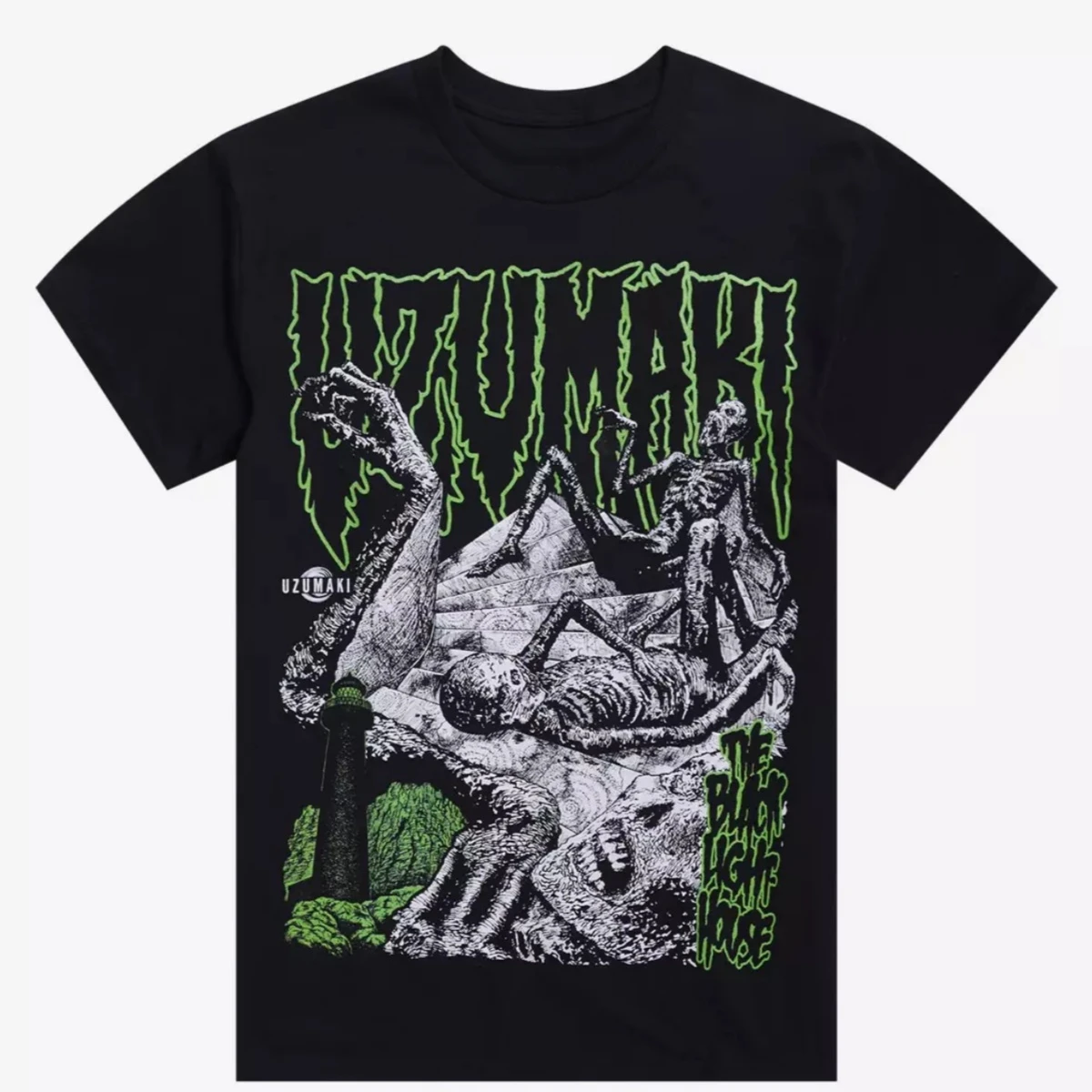 Camiseta Junji Ito Uzumaki The Black Lighthouse de algodão com estampa gráfica masculina e feminina, streetwear de verão