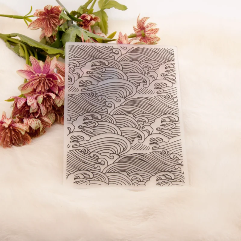 Sea Wave Plastic Bump Embossing Template DIY Scrapbook Journal Fondant Indentation Album Card Make Decoration Stencils Reusable