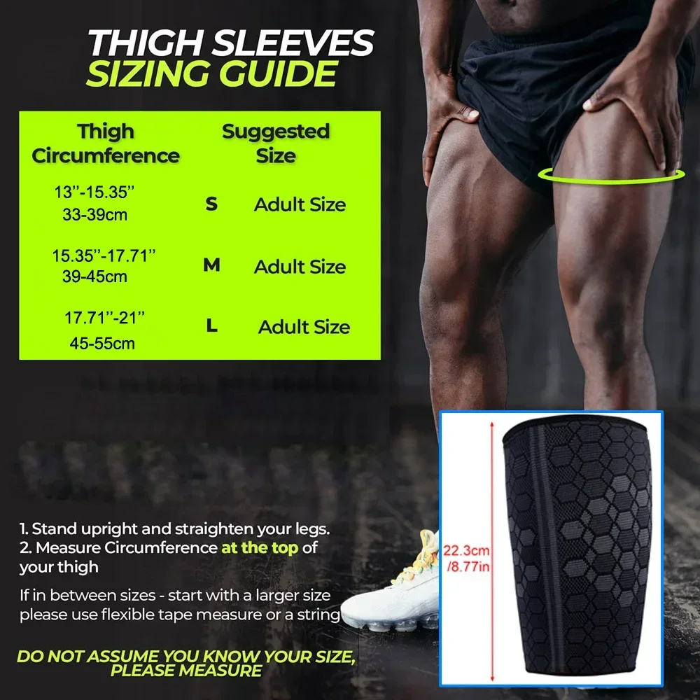 Thigh Compression Sleeves Quad and Hamstring Support Sports Upper Leg Sleeves for Men and Women Breathable Elastic AntiSlip