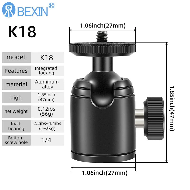BEXIN 1/4 スレッドミニ三脚ボールヘッド 360 度回転カメラ延長ブラケットフラッシュ携帯電話自撮り棒に使用