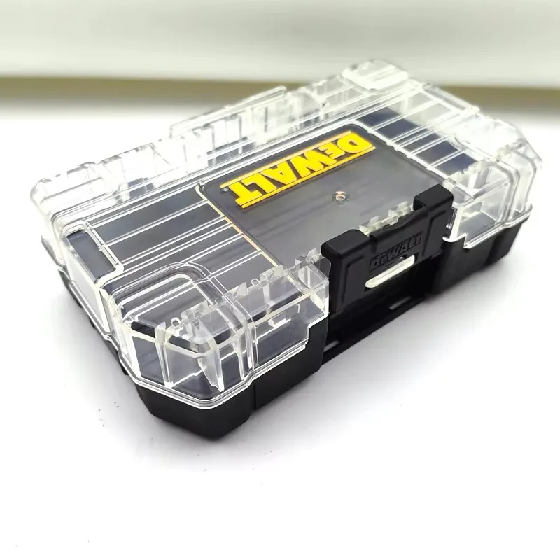 DEWALT TSTAK Schwarzer, mittelgroßer, robuster, stapelbarer, staubdichter Aufbewahrungskoffer für Bohrer, Werkzeugkasten, Zubehör, abnehmbar, 148 x 85 x 40 mm, 1 Stück. – Detail 2