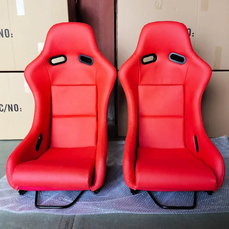 1pcs -customized Logo Red PU Leather Black Carbon Fiber Thickened Skeleton Racing Seat