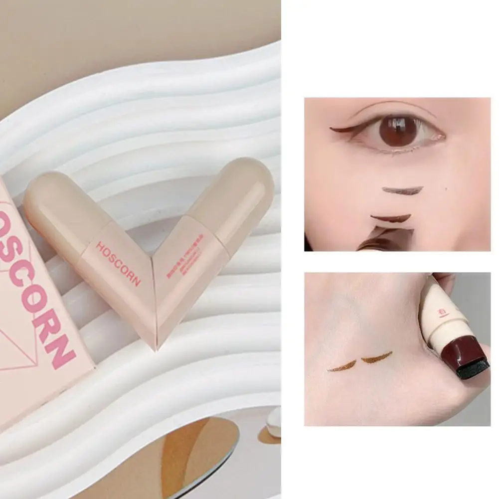 Rotar delineador de ojos sello pluma doble cabeza sello de secado rápido contornos precisamente sello delineador de ojos integrado maquillaje perezoso impermeable