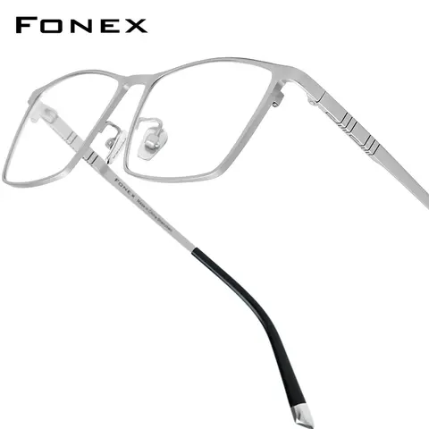 FONEX 티타늄 안경테, 남성용 브랜드 디자인, 사각 안경, 초경량 무게추, 일본 고급 품질 안경테, 85641