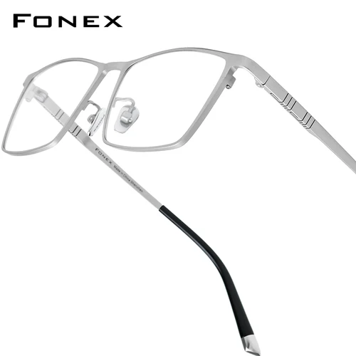 Montura de gafas de titanio FONEX para hombre, gafas cuadradas de diseño de marca, monturas de gafas japonesas ultraligeras de alta calidad 85641